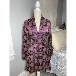 Hearts & Roses Purple Gothic Victorian Steampunk Corset Coat Jacket US 8